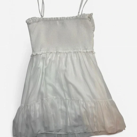 Aritzia Wilfred Tempest Sleeveless Mini Dress Smocked Chiffon L - Picture 7 of 7